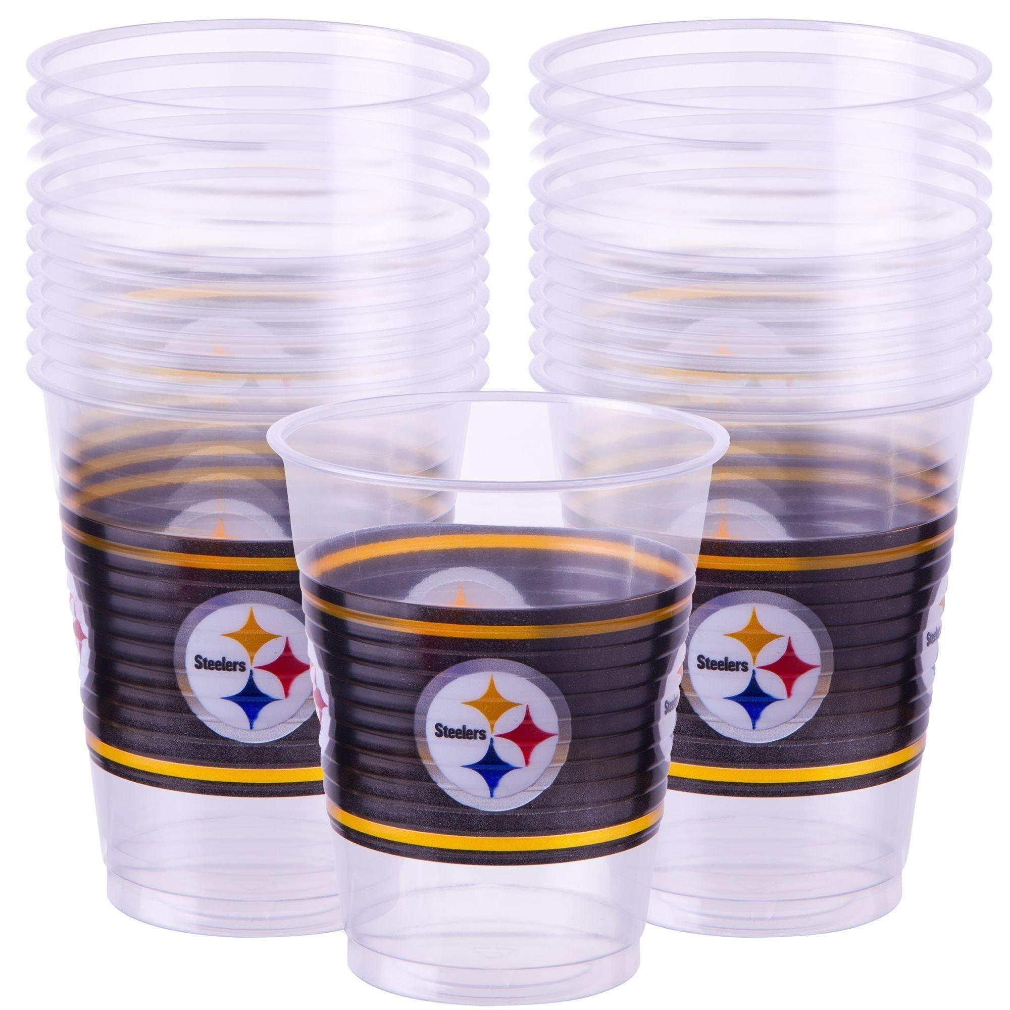 Pittsburgh Steelers Party Supplies Pack for 18 Guests - Kit Includes Plates, Napkins, Table Cover, Cups, Cutlery, Serving Bowl, Banner Decoration & Centerpiece